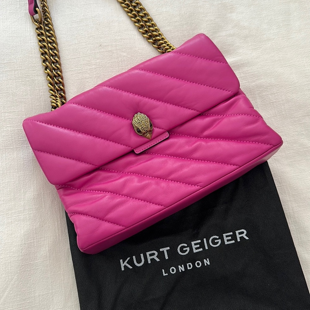 Kurt Geiger Soho Large Leather Bag In Bright Pink